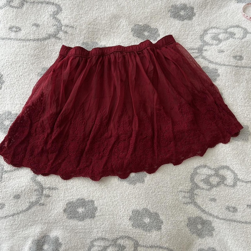 Hollister Deep Red Lace Mini Skirt